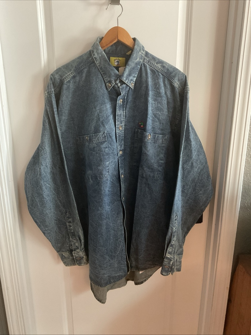 Duck Head - Washed Denim Button-Down Long Sleeve Shirt - Blue - Men’s Size Large
